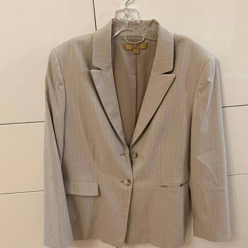 Alex Marie Beige Pinstripe Blazer with Matching Pants